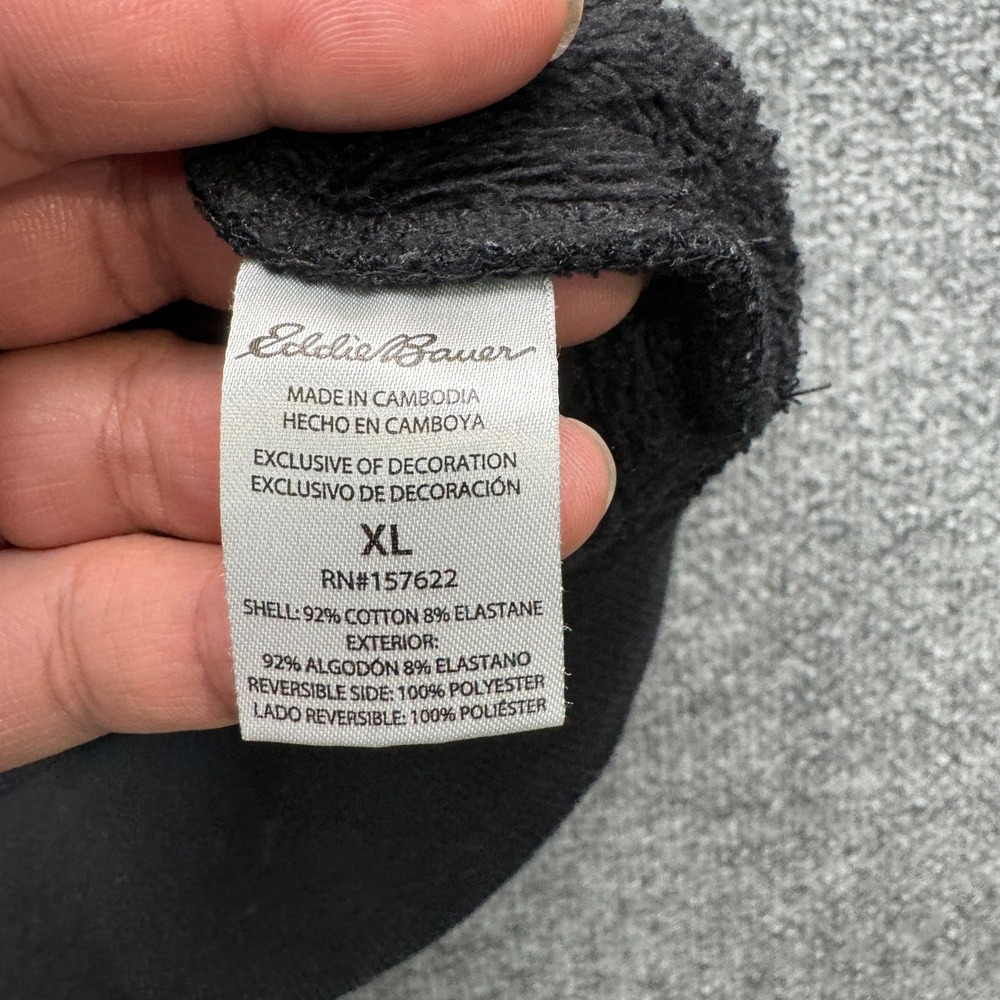Eddie Bauer Sweatshirt Mens XL Black Long Sleeve V-Stitch Fleece Pullover Casual - Picture 5 of 11